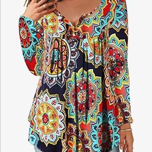 Long sleeve multi color tunic